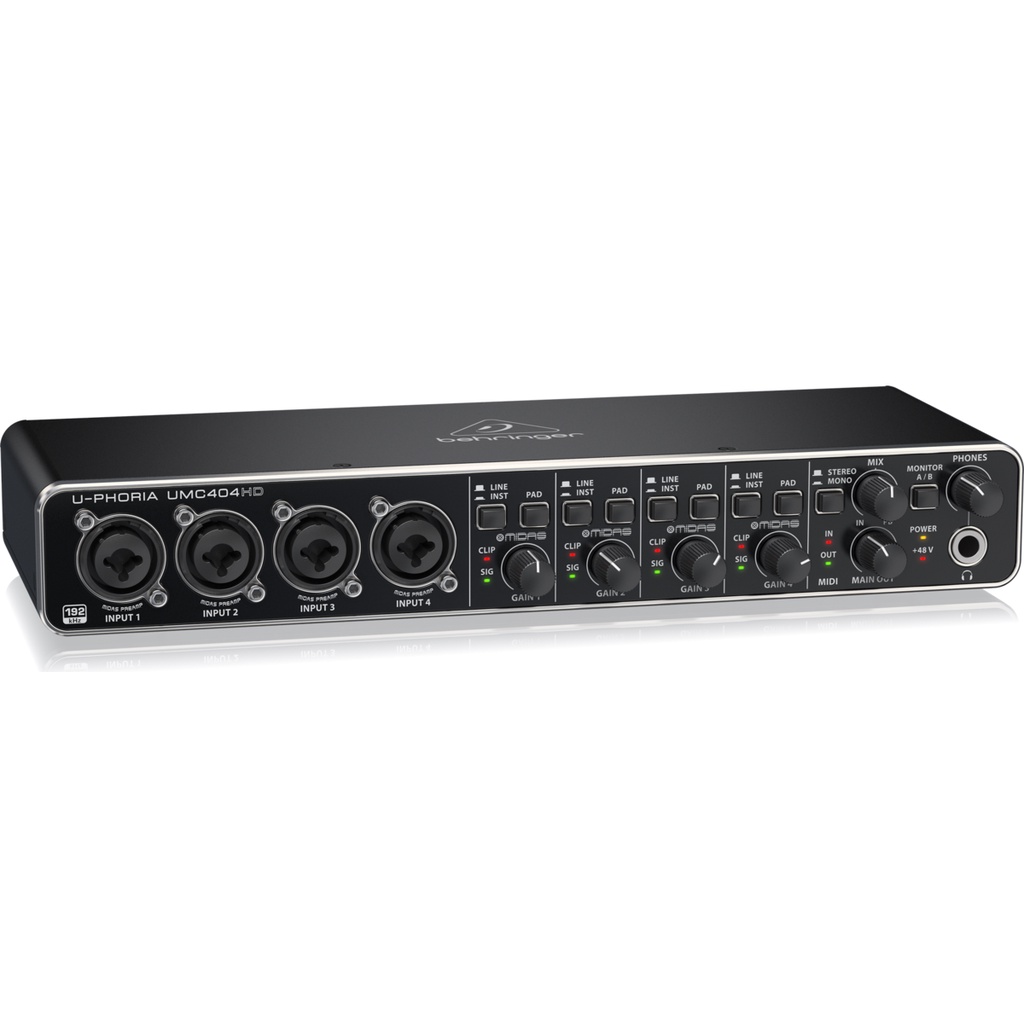 BEHRINGER U-PHORIA UMC404HD *ของแท้รับประกัน 1ปี* 4×4 USB Audio Interface, 24-Bit/192 kHz, ปรีไมค์ M