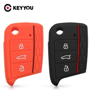 พร้อมส่ง KEEYOU เคสกุญแจซิลิโคน สําหรับ VW Polo Golf 7 2015-2020 Skoda Octavia Kodiaq Karoq SEAT Ateca Leon 30 ชิ้น 585026