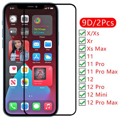 9dป้องกันหน้าจอกระจกนิรภัยสําหรับIphone 11 12 Pro Max Mini x Xr Sx Xs MasฝาครอบบนIphone12 Iphone11 ป