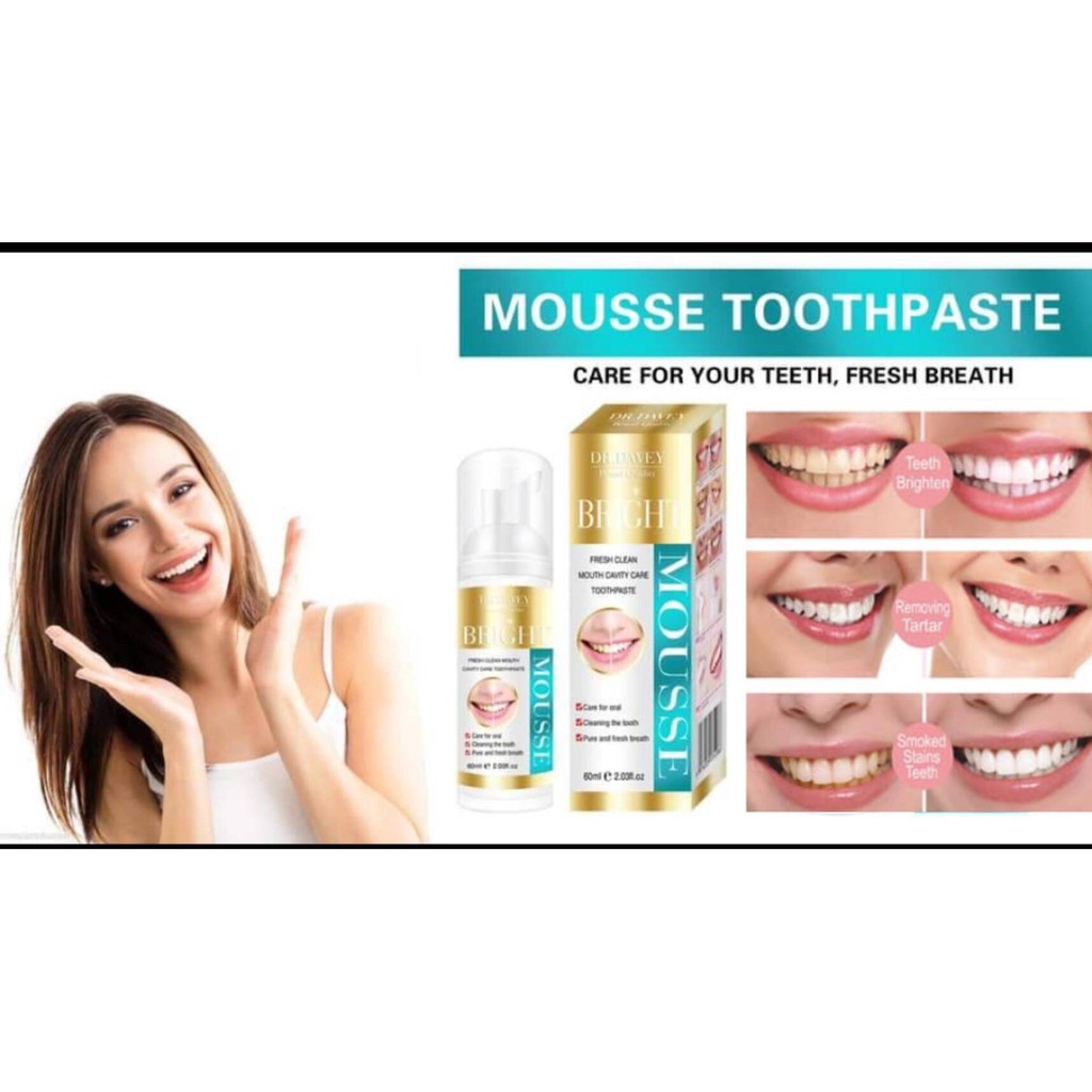 Dr.Davey Mousse Bright Fresh Clean Mouth Cavity Care Toothpaste ยาสีฟันกำจัดแบคทีเรีย ขนาด  60 กรัม**ของแท้ พร้อมส่ง