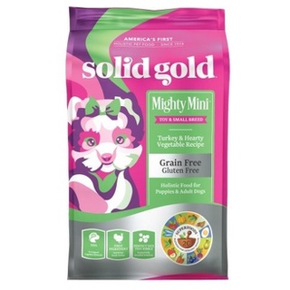 (ส่งฟรี) Solid Gold Mighty Mini With Turkey &amp; Hearty อาหารสุนัขพันธุ์เล็ก อาหารลูกสุนัข 1.81kg ถุงสีชมพู หมดอายุ 09/2566