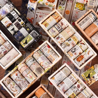 Jiyuuu 18 Rolls Vintage Cute Washi Tapes Set Scrapbooking Art Collage Photo Album Decor Supplies Junk Journal Creative Stationery