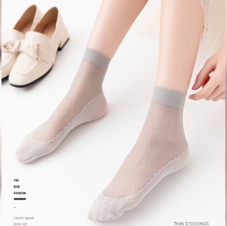 Summer Female Short Socks Womens Thin Crystal Transparent Girl Ankle Silk Smooth Non-slip Suitable Socks