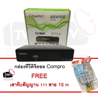 COMPRO TR-T2B กล่องรับสัญญาณดิจิตอลทีวี FullHD1080 แถม เสารับสัญญาน 111