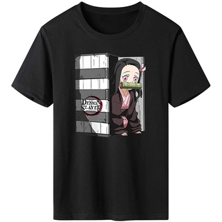 เสื้อยืดโอเวอร์ไซส์เสื้อยืด พิมพ์ลายอนิเมะ Benksrt Demon Slayer Nezuko in The Box สําหรับผู้ชายS-3XL