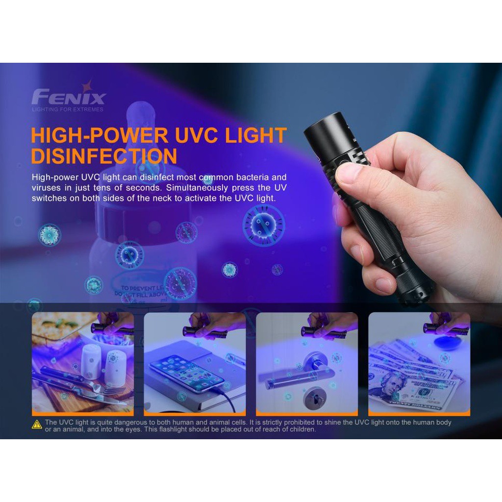ไฟฉาย Fenix LD32UVC Outdoor Flashlight with Ultra Violet Sterilization and Disinfection สินค้ารับประกัน 3 ปี