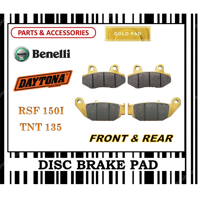 BENELLI TNT 135 ชุดผ้าเบรค FR0NT & REAR DAYTONA TYPE GOLD