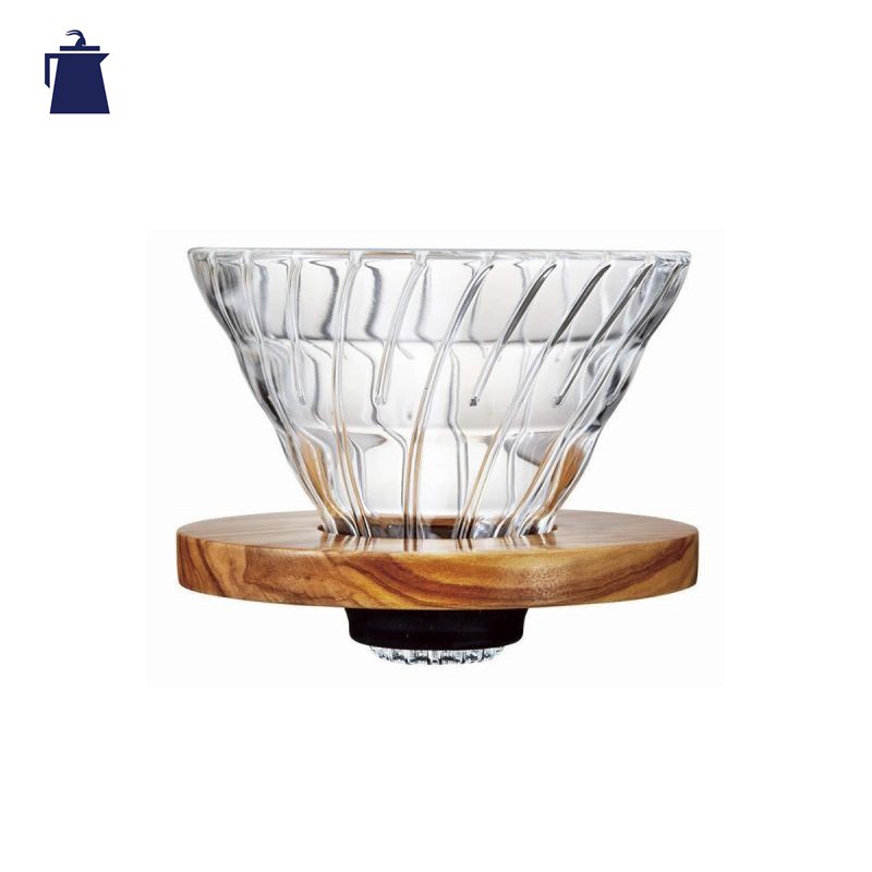 ดริปเปอร์ แก้ว ฐานไม้ Hario 02  / dripper แก้ว ฐานไม้ Hario 02 / HARIO(084) V60 Glass Dripper Olive 