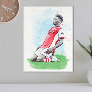 โปสเตอร์ ผ้าแคนวาส บูกาโย ซาก้า ทีมอาร์เซนอล Bukayo Saka Arsenal ภาพวาด ศิลปะ นักบอล นักฟุตบอล