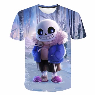 3D Undertale Sans เสื้อยืดลําลองสําหรับเด็กผู้ชายผู้หญิงแขนสั้นคอสเพลย์ลาย Pc Hot Game ไซส์ 4-14T