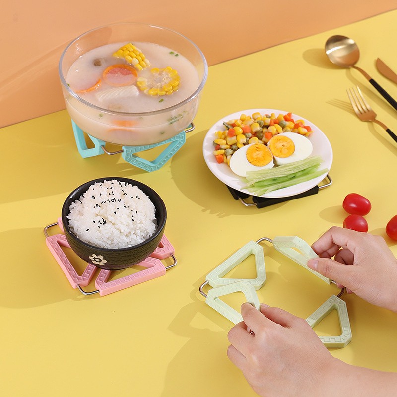 OMUDA_SHOPรองหม้อซิลิโคนกันร้อน กันเย็น โครงสแตนเลสแท้ รองหม้อ เพิ่มลดขนาดได้