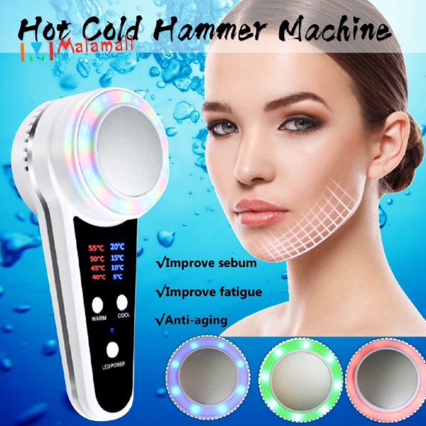 ร้อนค้อนเย็นไครโอรีบําบัดใบหน้ายกไฟฟ้าต่อต้านผิวกระชับอุปกรณ์ฟื้นฟูผิวสปานวดหน้า
