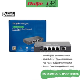 💥1Free1💥REYEE Switch(สวิตซ์ฮับ)Port Gigabit 4POE+1Uplink รุ่นRG-ES205GC-P(ประกัน3ปี)