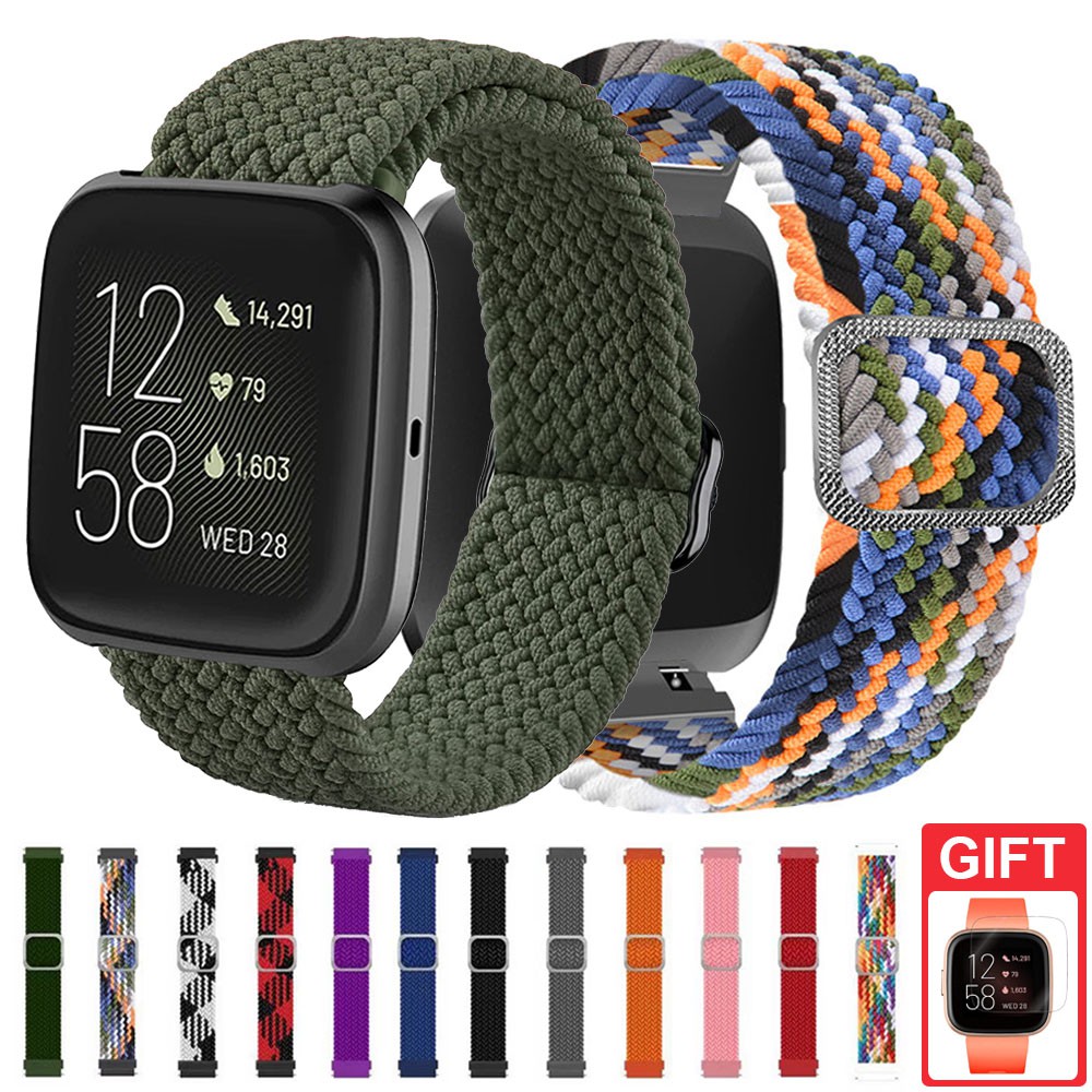 สายรัดไนลอนเปลี่ยนสายถักเดี่ยวสำหรับ Fitbit Versa 2 / Versa / Versa Lite