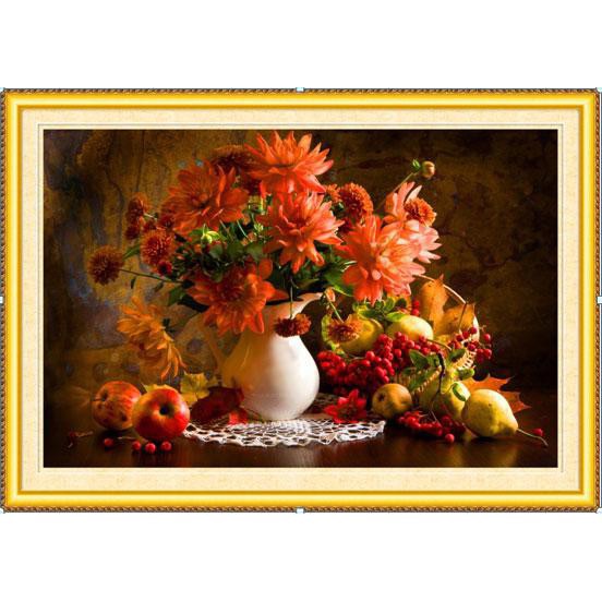 แจกันดอกไม้สวยๆ งานปัก A1052 (70x49 cm)