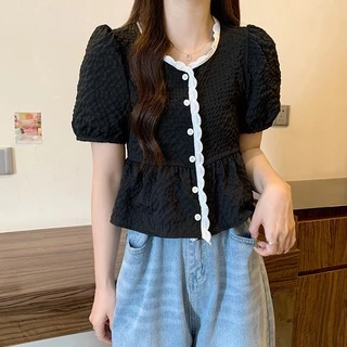 Vogue🌟พร้อมส่ง🌟 เสื้อไหมพรมแขนสั้น น่ารักสไตล์เกาหลี่มาก (60109)