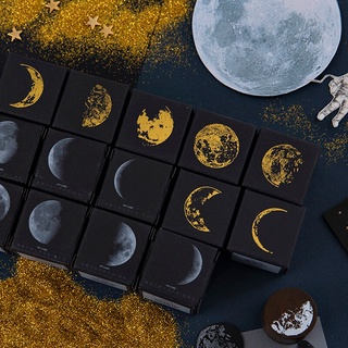 1 PCS Phases of The Moon Round Wooden Rubber Stamps