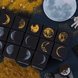 1 PCS Phases of The Moon Round Wooden Rubber Stamps