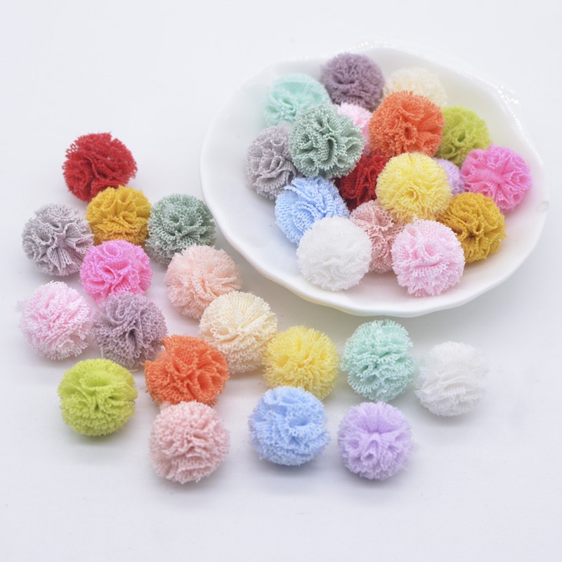100ชิ้น15มิลลิเมตรที่มีสีสันตาข่ายยืดหยุ่นชีฟองบอลสําหรับ ทําเอง เด็ก ชม. หูฟัง โบว์อุปกรณ์แฮนด์เมดเสื้อผ้าเด็กหมวกประดับ