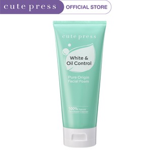 CUTE PRESS โฟมล้างหน้า PURE ORIGIN WHITE &amp; OIL CONTROL FACIAL FOAM