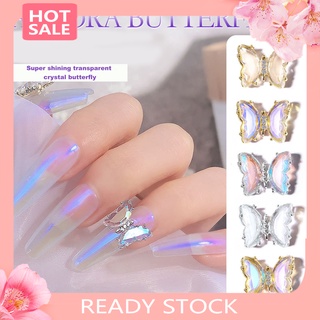 CXMJ-Butterfly Nail Ornament Aurora DIY Faux Crystal 3D Colorful Manicure Decorations for Female