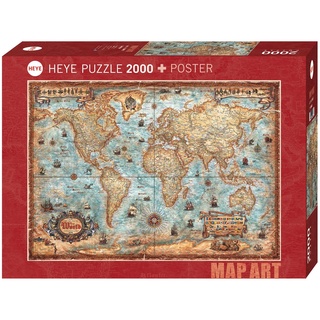 จิ๊กซอว์ 2000 pcs PUZZLE HEYE - THE WORLD (Map Art) + Poster