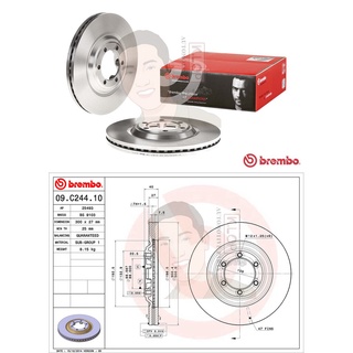 09 C244 10 จานเบรค-หน้า STD(ยี่ห้อ Brembo) ISUZU D-Max 4x4 (All New), V-Cross, Mu-X ปี2012-