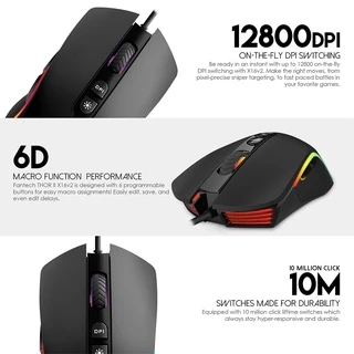 [ลดเหลือ 330] FANTECH X16 V2 THOR II Optical Macro Key RGB Gaming Mouse เมาส์เกมมิ่ง ออฟติคอล ตั้งมาโครคีย์ได้