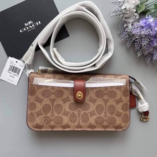 Coach Signature Coated Canvas Pop Up Crossbody Wallet