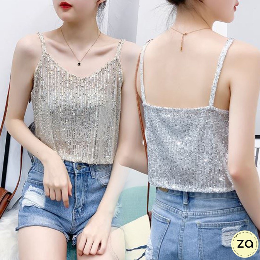 HOT SALE เสื้อสายเดี่ยวปักเลื่อม