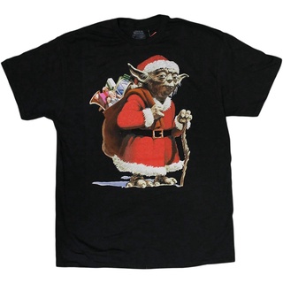 100%cotton เสื้อ ยืด ผ้า มัด ย้อม Mens Disney Star Wars Yoda Santa Yoda Christmas Edition T-Shirt men เสื้อ ยืด ผู้ชาย