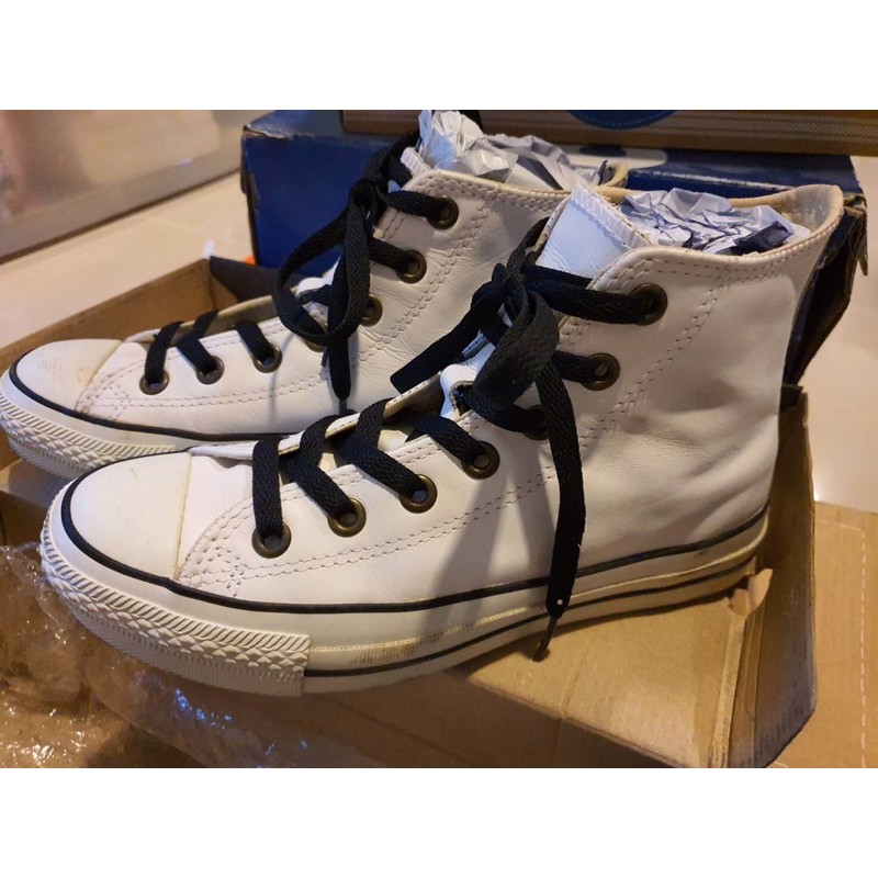 Converse Chuck Taylor All Star  Leather HI White  แท้ 💯% มือสอง