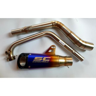 คอท่อ GSX 150 GR/GN + ปลายท่อ SC Moto GP สีไทเท ขนาด 2 นิ้ว