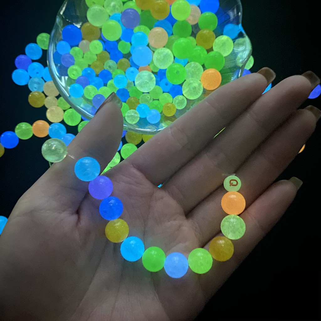 50-200ชิ้น/ล็อต6 8 10 12มิลลิเมตรสีผสมเรืองแสงในที่มืดหลวมส่องสว่างลูกปัดอะคริลิสําหรับเครื่องประดับ ทําเอง ทําสร้อยข้อมือสร้