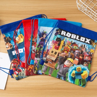 กระเป๋าเป้สะพายหลัง แบบผูกเชือก กันน้ํา ลายการ์ตูน Roblox ขนาด 34 X 27 ซม. เหมาะกับของขวัญคริสต์มาส สไตล์สปอร์ต สําหรับเด็กนักเรียน