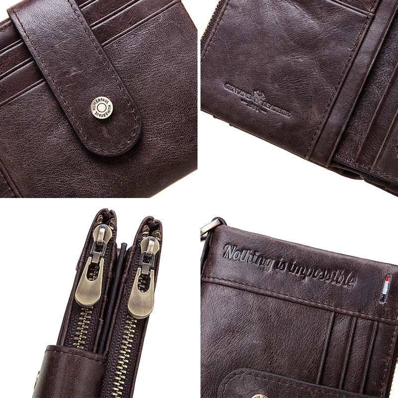 Rfid กระเป๋าสตางค์หนัง ใบสั้น พับได้ อเนกประสงค์ สไตล์วินเทจ สําหรับผู้ชาย【โปรโมชั่น ลดราคา】