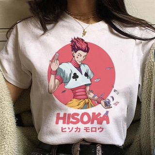 เสื้อยืด พิมพ์ลายการ์ตูนอนิเมะ Hunter X Hunter Hisoka MOROW แฟชั่นฤดูร้อน สไตล์ฮาราจูกุ สําหรับผู้หญิง