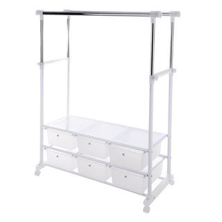 ราวแขวนผ้า 6 ลิ้นชัก ปรับระดับ 150 x 47 x 165 ซม.CLOTH RACK WITH 6 DRAWERS 150 X 47 X 165 CM