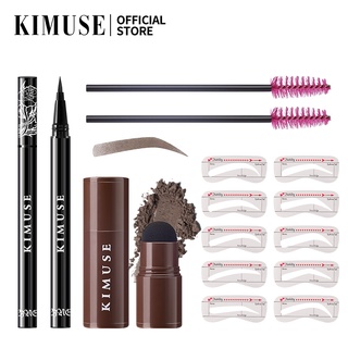 Kimuse ดินสอเขียนคิ้ว อายไลเนอร์ เนื้อลิขวิด กันน้ํา + ชุดแสตมป์เขียนคิ้ว