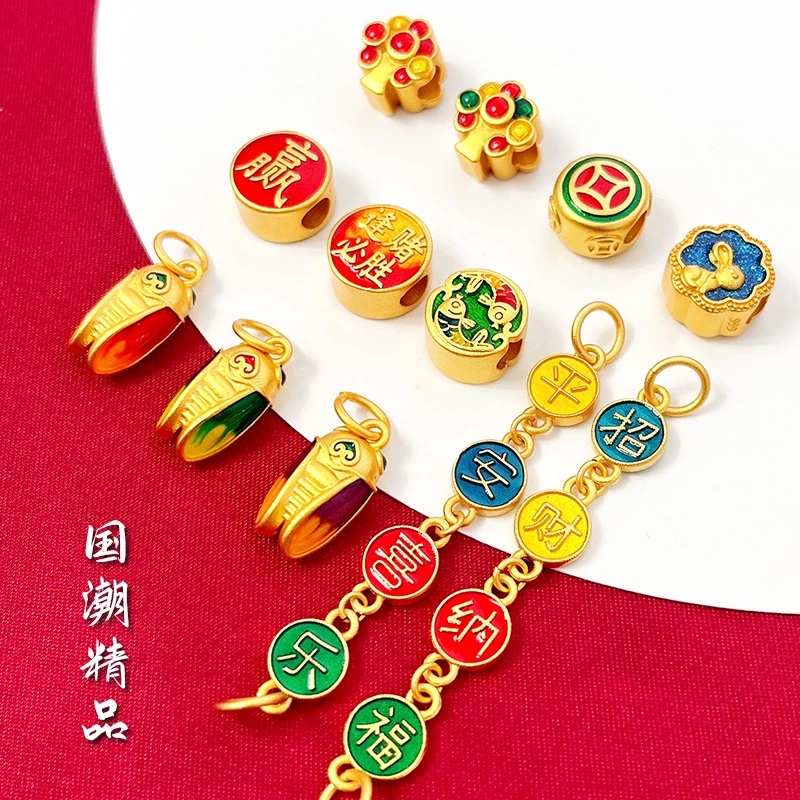 จี้ลูกปัด รูปกักจั่น นําโชค สีทอง สําหรับทําสร้อยข้อมือ diy thumbnail 3