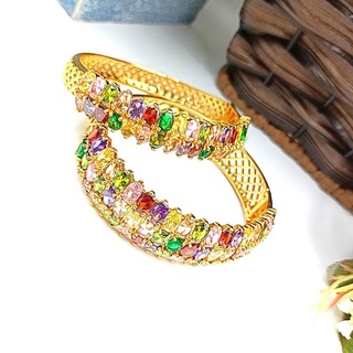 jewelryshop365 K105 กำไลข้อมือนพเก้า งาน CZ แท้