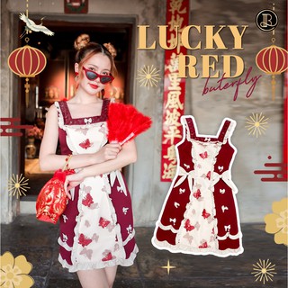 BLT BRAND การันตีเสื้อผ้าแบรนด์แท้ มินิเดรส สายเดี่ยวสีแดง ขาว LUCKY RED