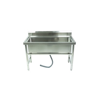 Stainless Steel Sink ซิงค์ล้างจานสแตนเลส 1 หลุม W60xL120x80cm SR2101 ซิ้งค์สแตนเลส หลุมเดียว ซิงค์ครัวร้านอาหาร อ่างล้าง