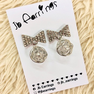 JB_Earrings ต่างหู โบว์ สีเงิน earrings silver bow