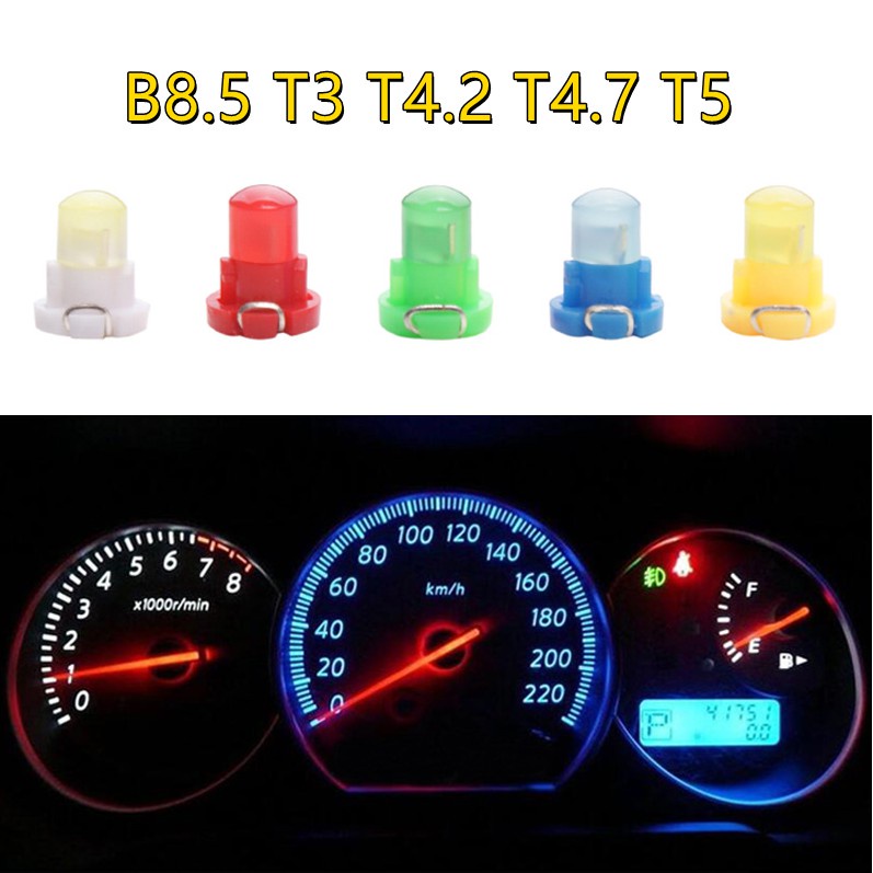 10pcs B8.5D T3 T4.2 T4.7 LED แผงหน้าปัดรถยนต์ หลอดไฟ儀表群 สีฟ้า/แดง/เขียว/เหลือง