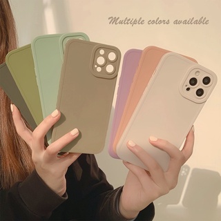 เคสโทรศัพท์มือถือ ซิลิโคนนิ่ม สีพื้น เรียบง่าย สําหรับ Iphone 13 12 12Pro max 11 Xs 78p