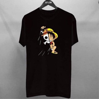 C7 Luffi One Piece เสื้อยืดลําลองสําหรับผู้ชายแขนสั้นพิมพ์ลาย Distro Shirt.