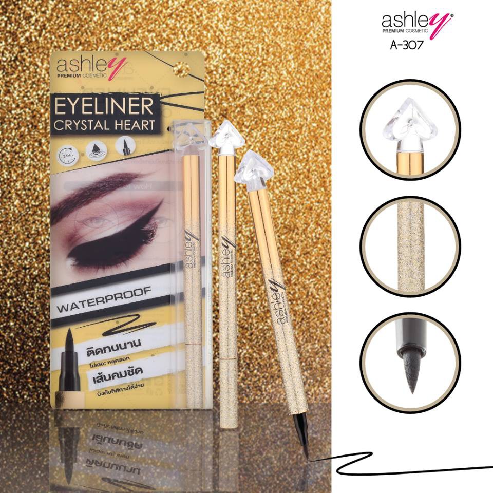 🌟 อายไลเนอร์ หัวปากกาเมจิก แอชลีย์ ASHLEY  CRYSTAL HEART EYELINER A-307