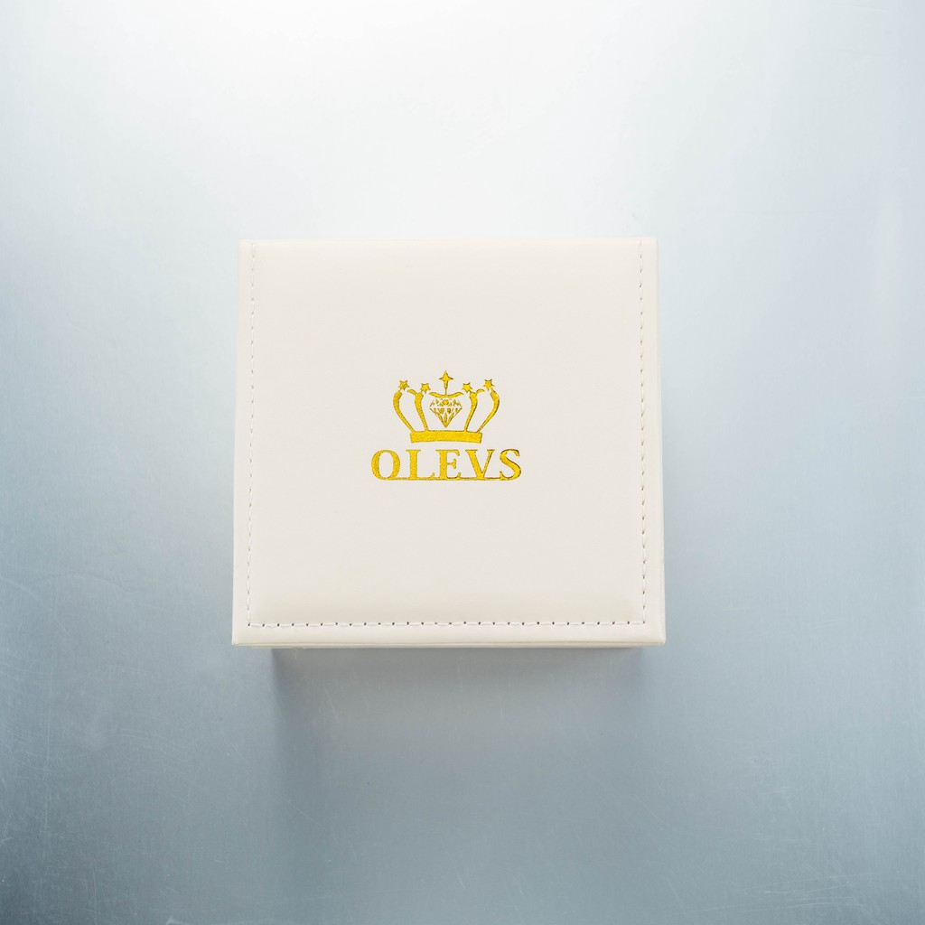 OLEVS กล่องนาฬิกาทรงสี่เหลี่ยมสีขาว
