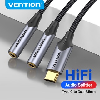 Vention Audio Cable Type C To Dual 3 . 5 mm Jack อะแดปเตอร์แยกสายเคเบิ้ล Male To Female พร้อมอินเตอร์เฟส Usb - C BGNHY